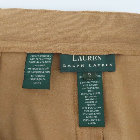 Lauren Ralph Lauren LRL Women 12 Tan Brown Stirrup Pants Leather Patches NEW Y2K - Picture 8 of 12